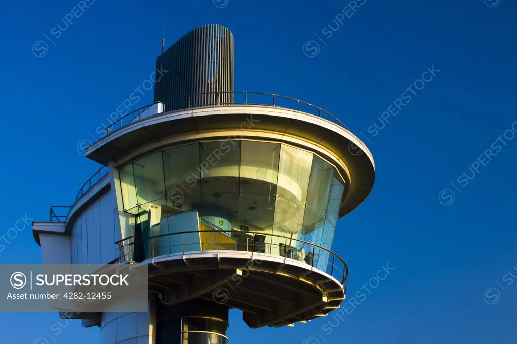 England, Tyne and Wear, Wallsend. A space age viewing platform overlooking the Segedunum Roman Fort.