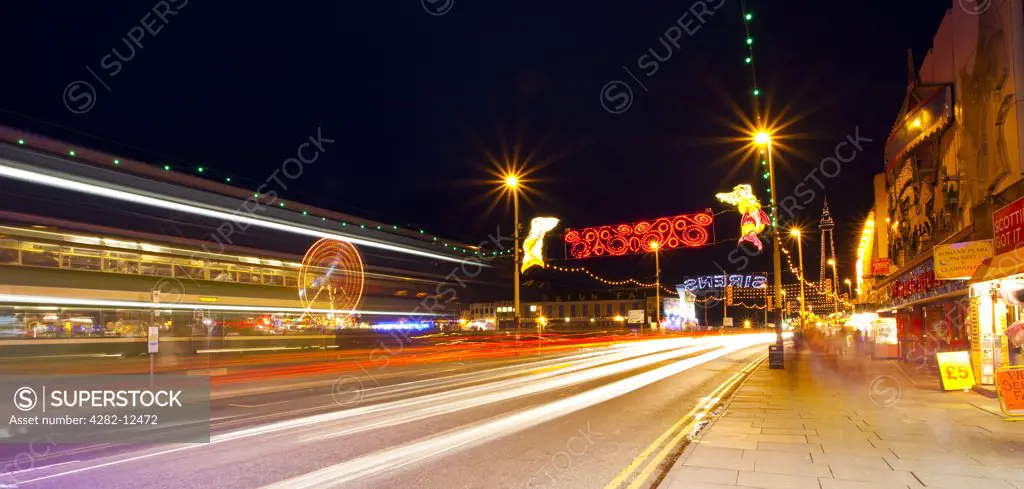 England, Lancashire, Blackpool. Blackpool Illuminations on the Blackpool Golden Mile.