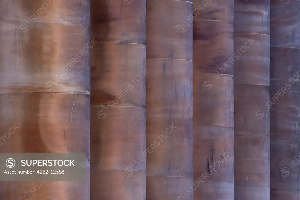 Scotland, City of Edinburgh, Edinburgh. Detail view of  the grand pillars belonging to the National Gallery of Scotland building.