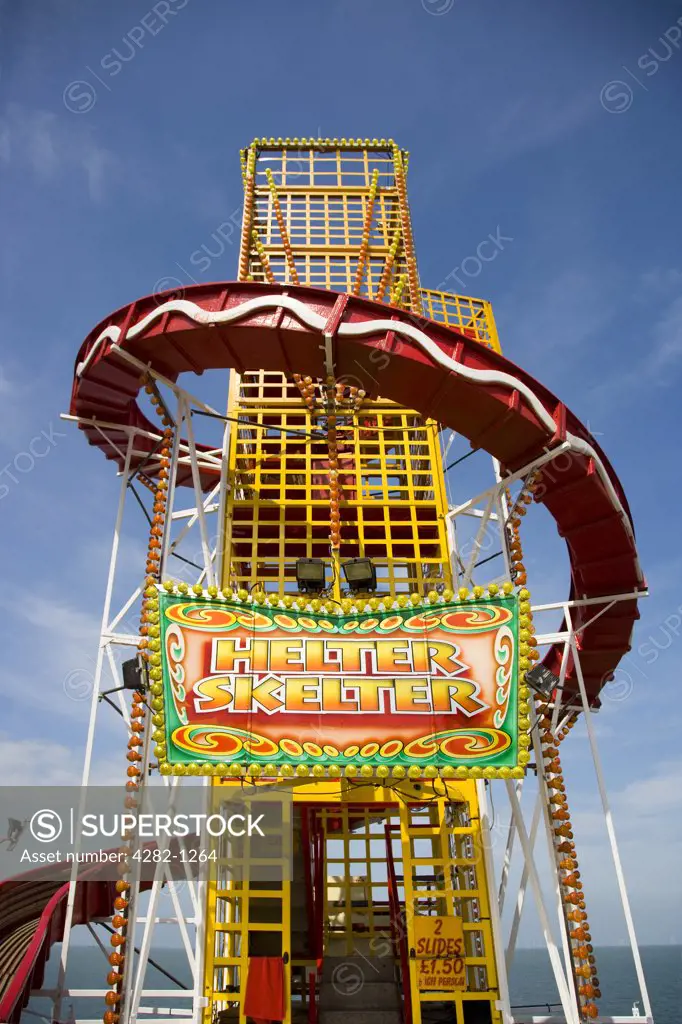 England, Kent, Whitstable. A traditional Helter Skelter slide at a fair in Whitstable.