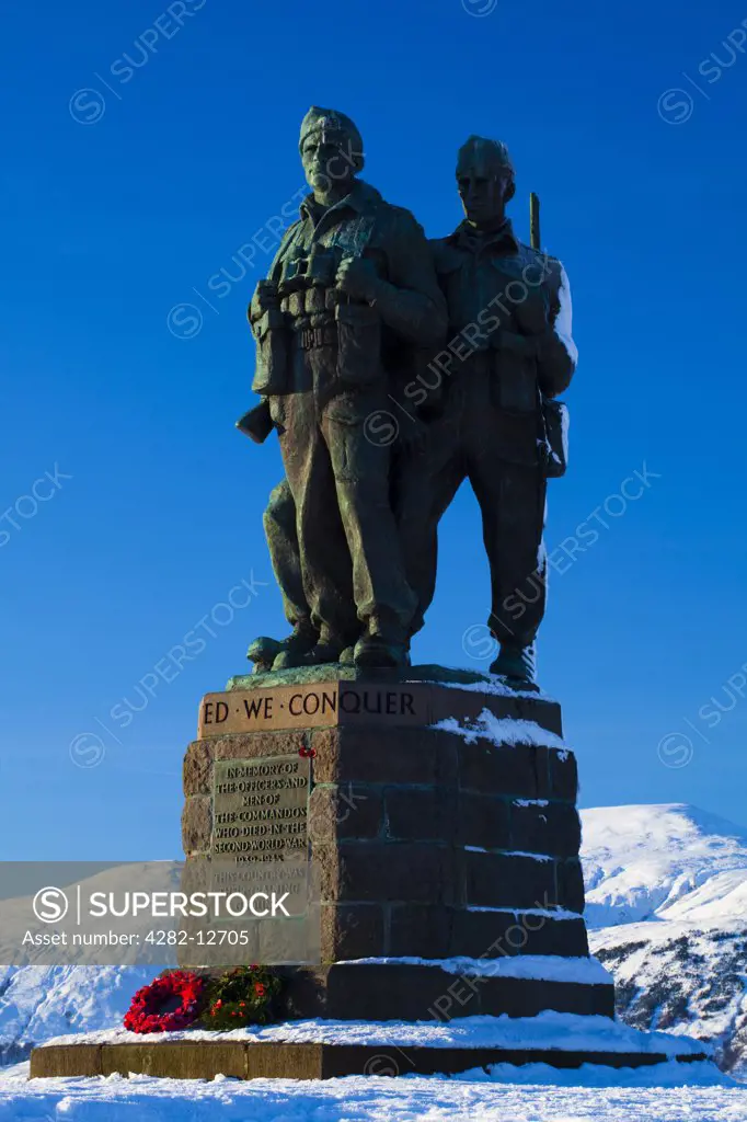 Scotland, Highland, near Spean Bridge. The Commando Memorial near Spean Bridge in the Great Glen commemorates the commandos who trained in the area during the Second World War.