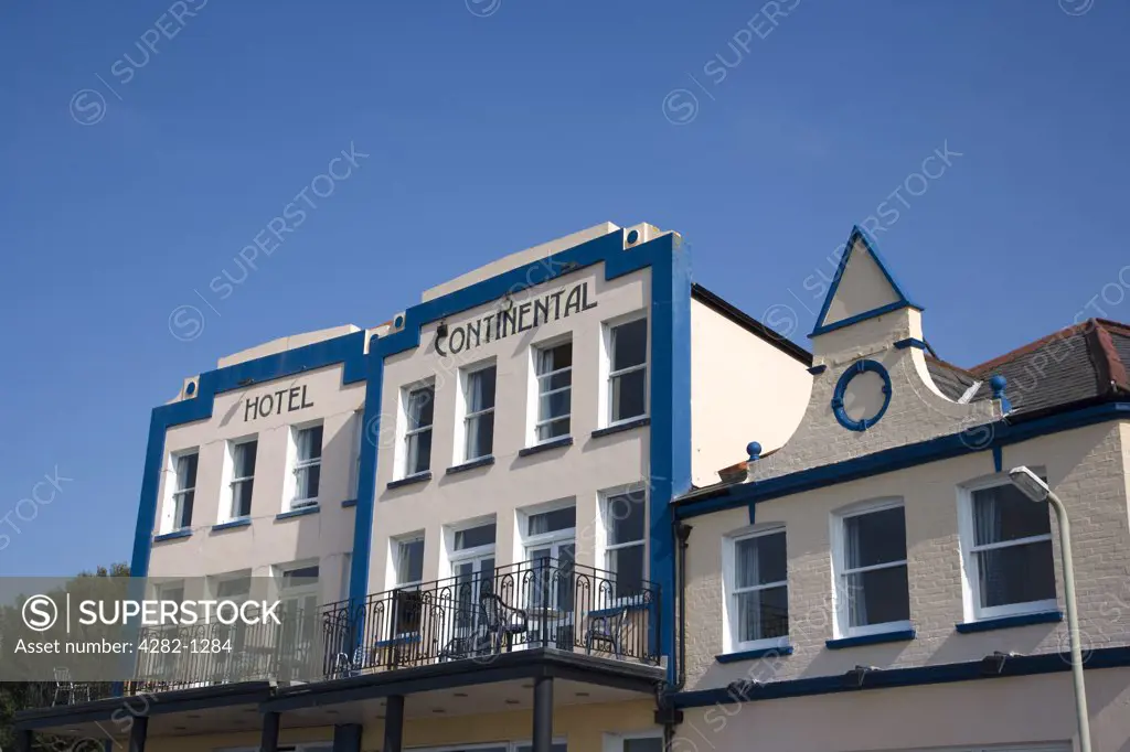 England, Kent, Whitstable. The Hotel Continental, located on the beach front in Whitstable.