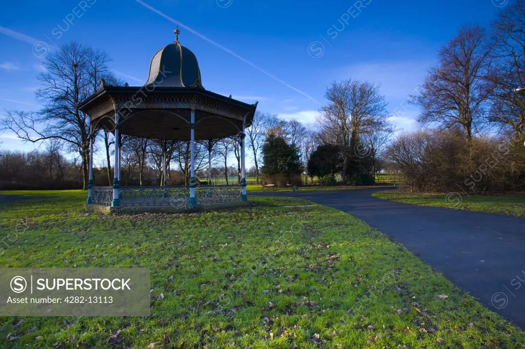 England, Tyne and Wear, Newcastle upon Tyne. Bandstand in Exhibition Park, one of the numerous green spaces to be found near the city centre.