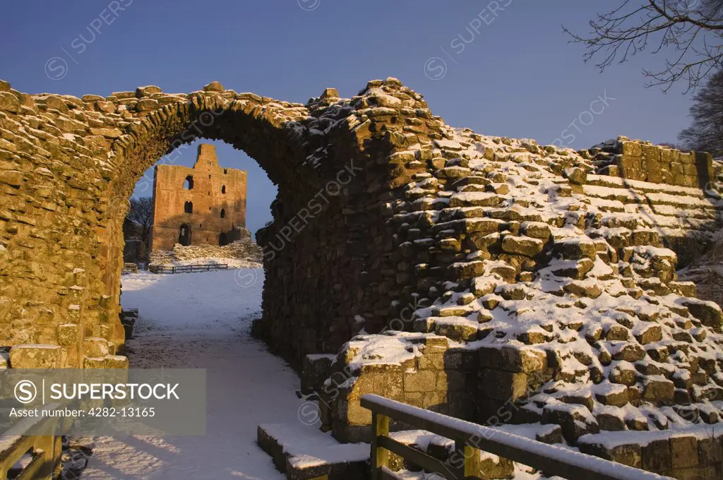 England, Northumberland, Norham. Norham Castle, one of the most important of the Border castles, built in 1121 by the Bishops of Durham.