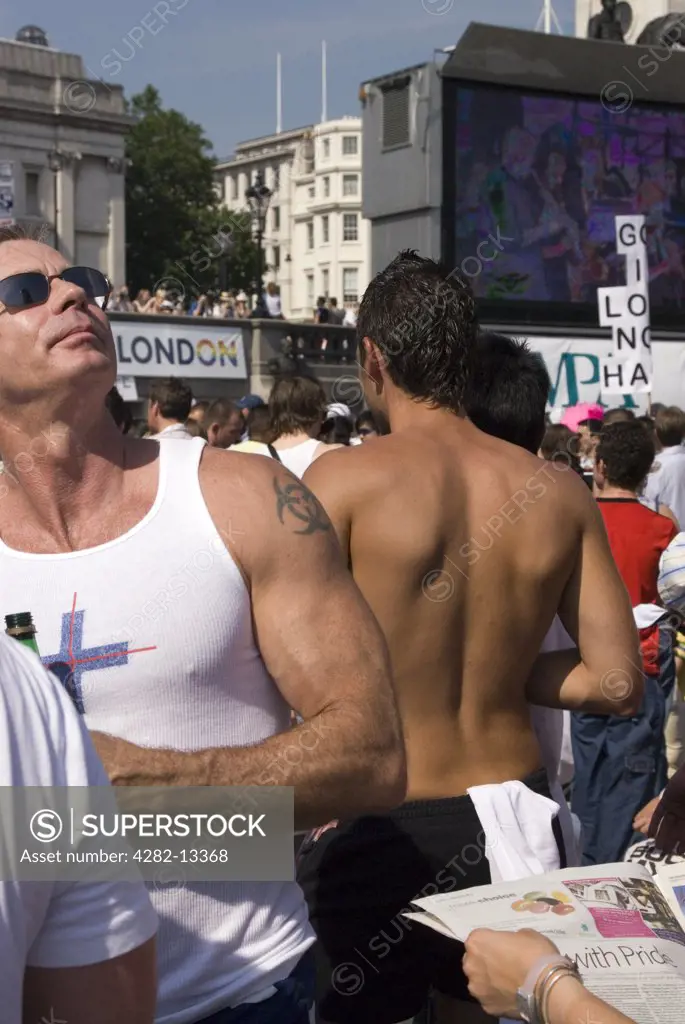 England, London, Oxford Street. Gathering at Europride 2006. Europride is an international lesbian, gay, bisexual and transgender gay pride event that is hosted by a different European city each year.