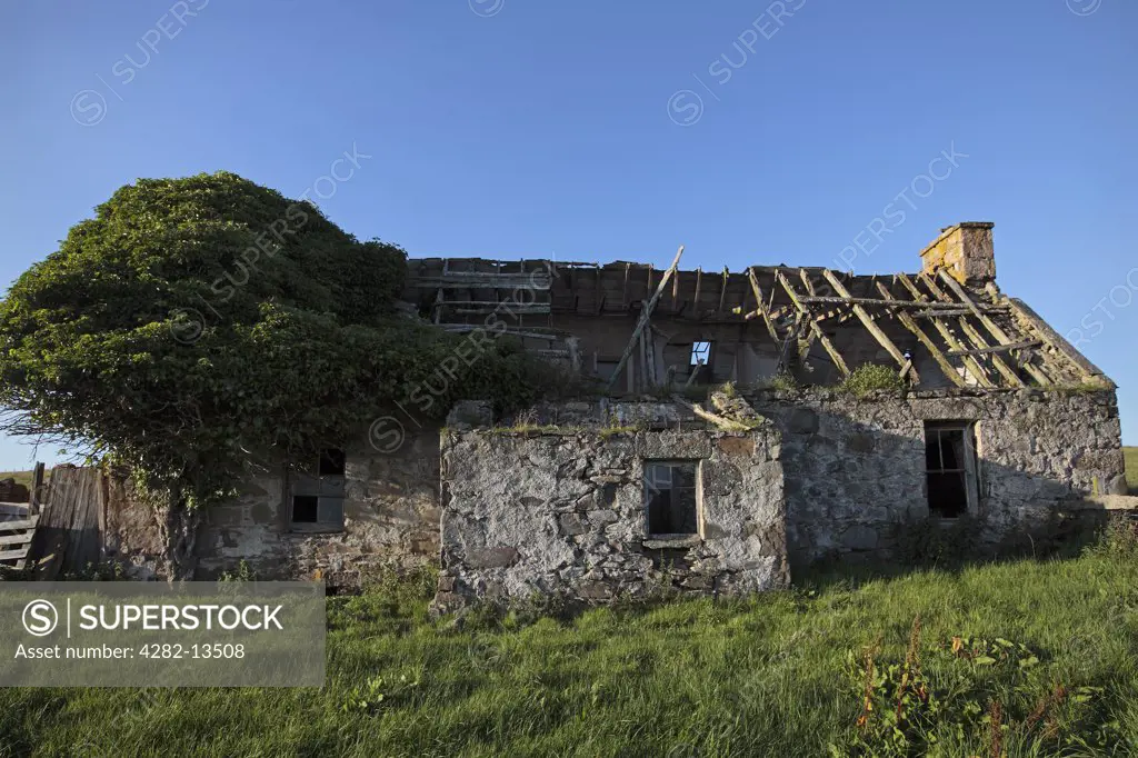 Scotland, Moray, Cabrach. The ruins of a croft in a remote part of the Cabrach.