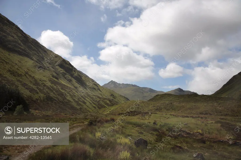 Scotland, Highland, Glen Shiel. A track through Glen Shiel in the Highlands.