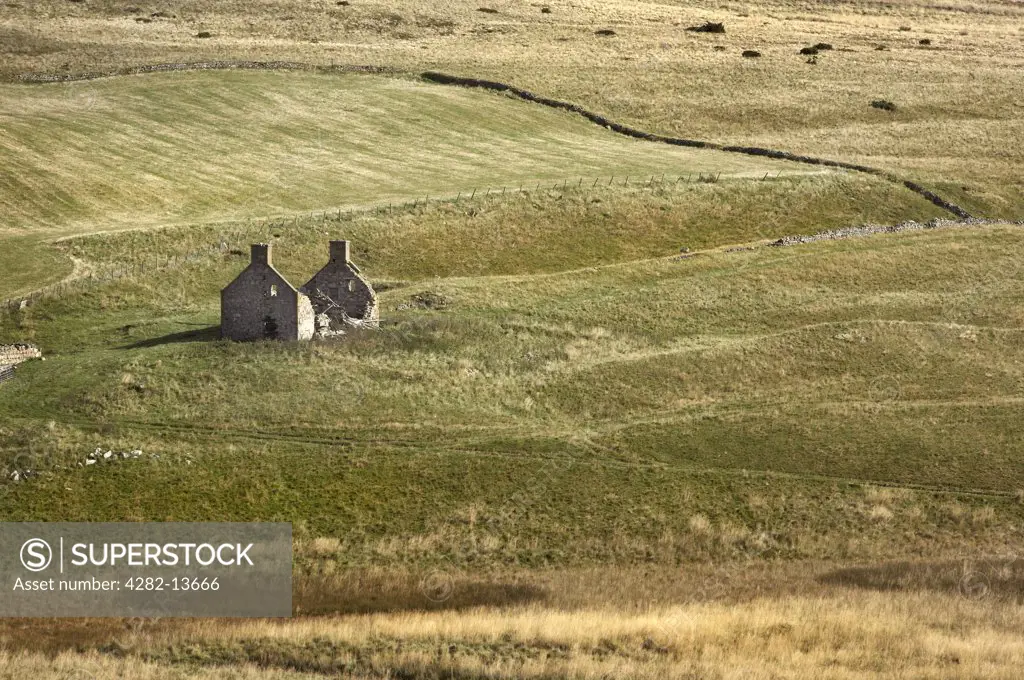Scotland, Aberdeenshire, Glen Deskry. The ruins of farm buildings on a croft in Glen Deskry.