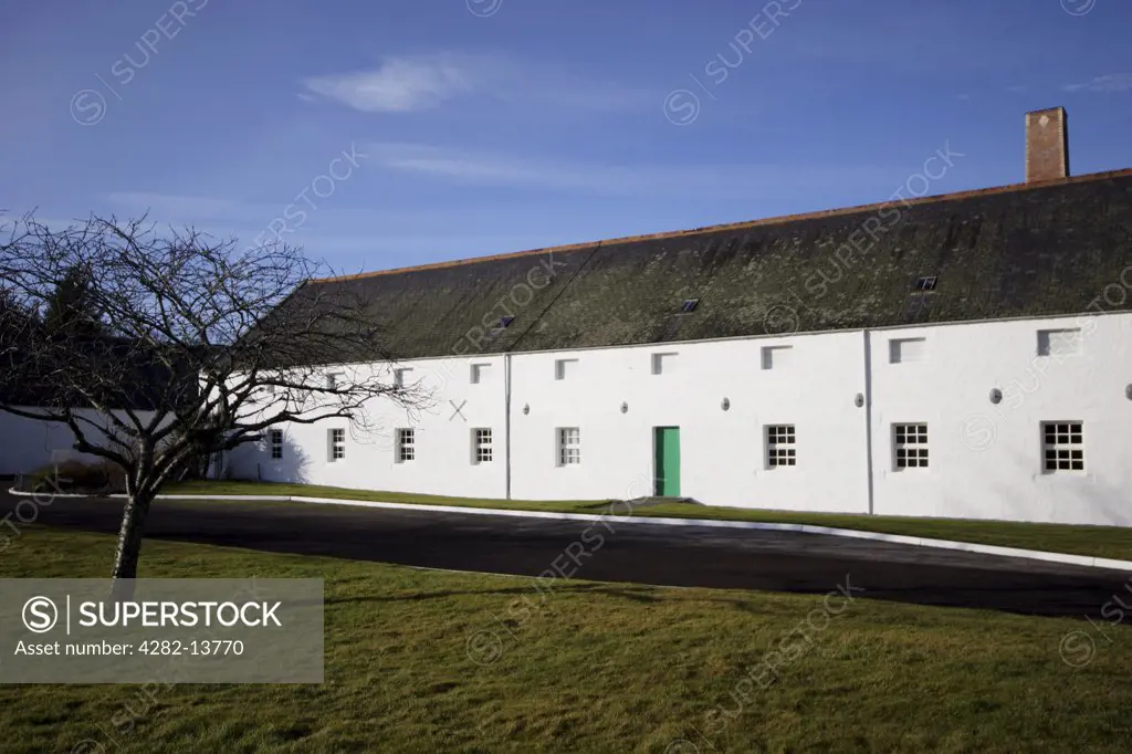 Scotland, Morayshire, Forres. Traditional storage buildings for the Dallas Dhu Distillery. The distillery was built in 1898-9 on the estate of Alexander Edward of Sanquhar by a Glasgow based whisky blending company, Wright and Grieg Ltd.