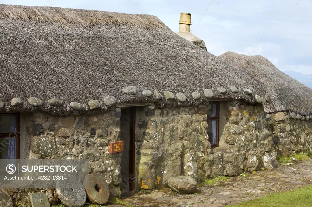 Scotland, Isle Of Skye, Kilmuir. Thatched cottages at the Skye Museum of Island Life.