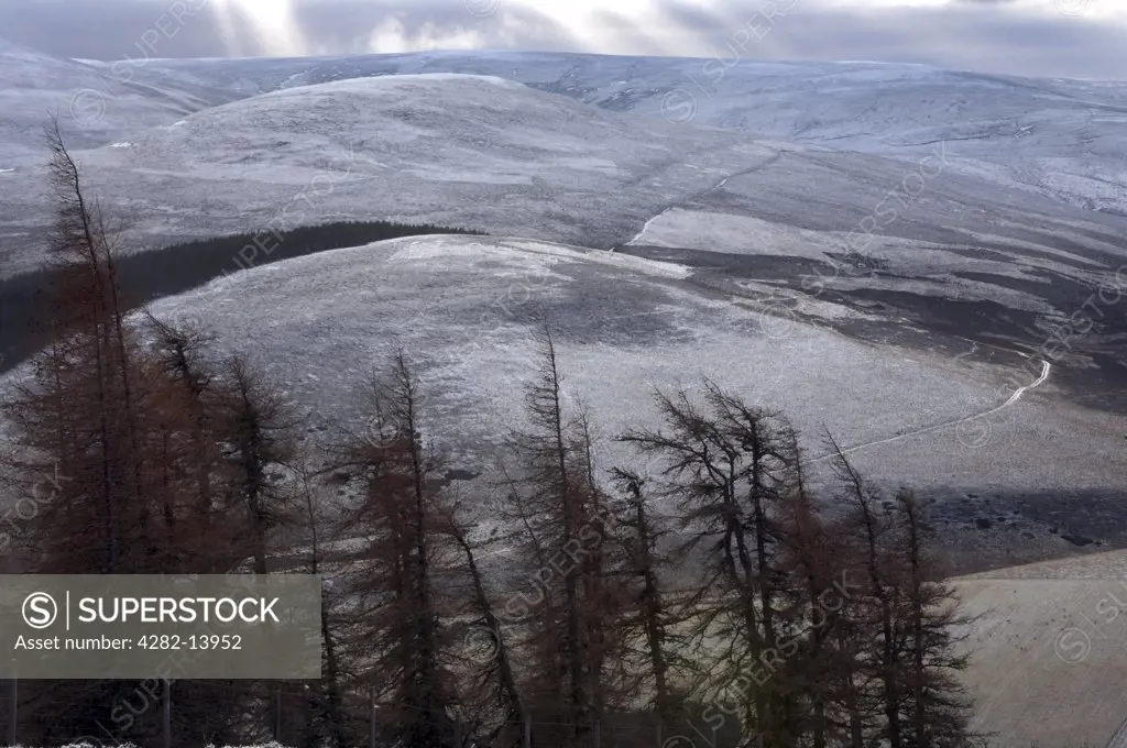 Scotland, Aberdeenshire, Cairngorms. Winter frost covering the mountains in the Cairngorms.
