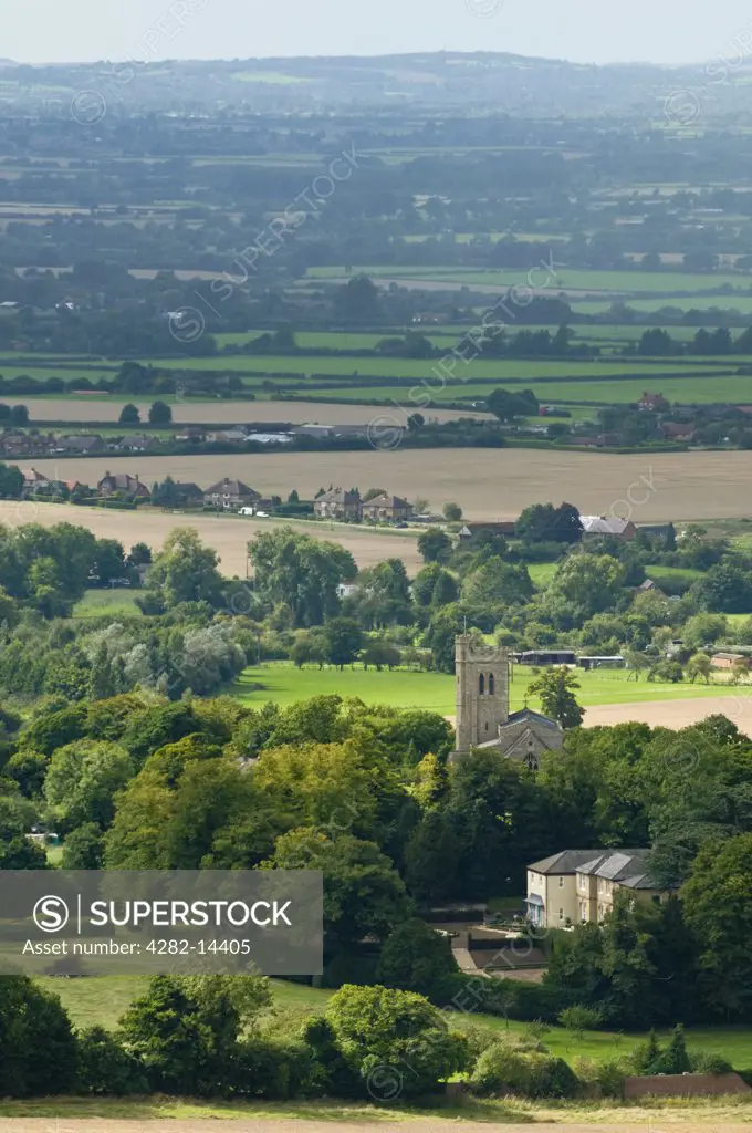 England, Buckinghamshire, Ellesborough. Overlooking the village of Ellesborough and surrounding countryside from Coombe Hill.