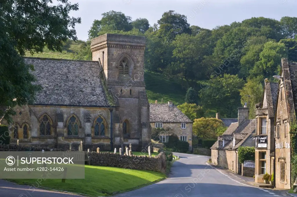 England, Gloucestershire, Snowshill. A view of the Church of St. Barnabas in the picturesque village of Snowshill.
