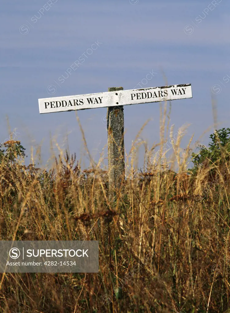 England, Norfolk, Little Massingham. Fingerpost on a section of the Peddars Way long distance footpath NE of King's Lynn.