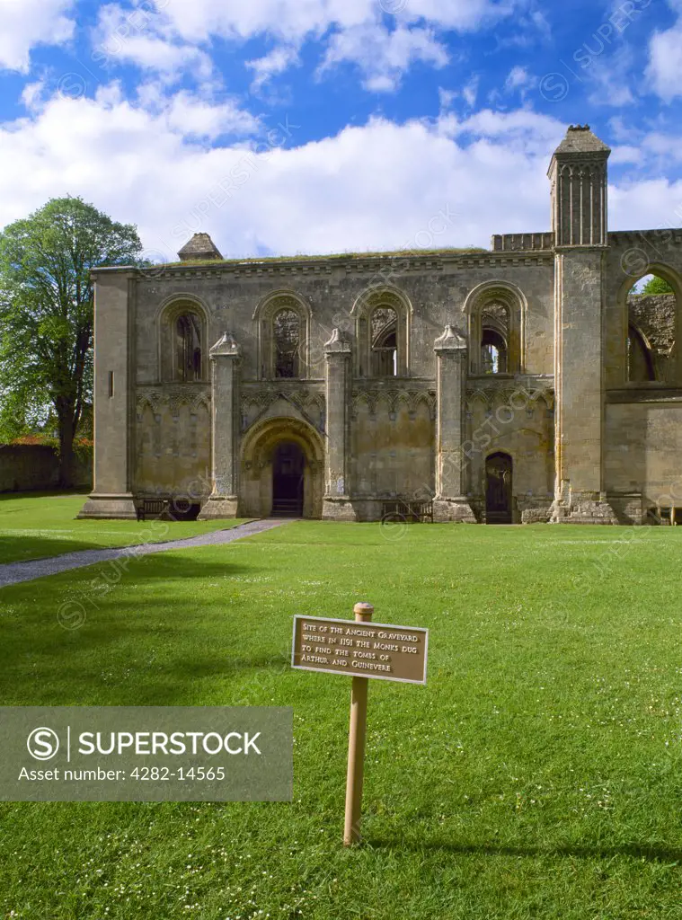 England, Somerset, Glastonbury Abbey. The Lady Chapel and site of the tombs of  'King Arthur and Queen Guinevere' at Glastonbury Abbey.