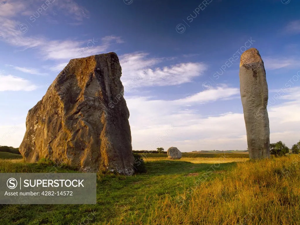 England, Wiltshire, Avebury. The huge stones of the Cove - originally an arrangement of three - stand within the remains of a smaller setting inside the Great Circle's north-east quadrant at Avebury.