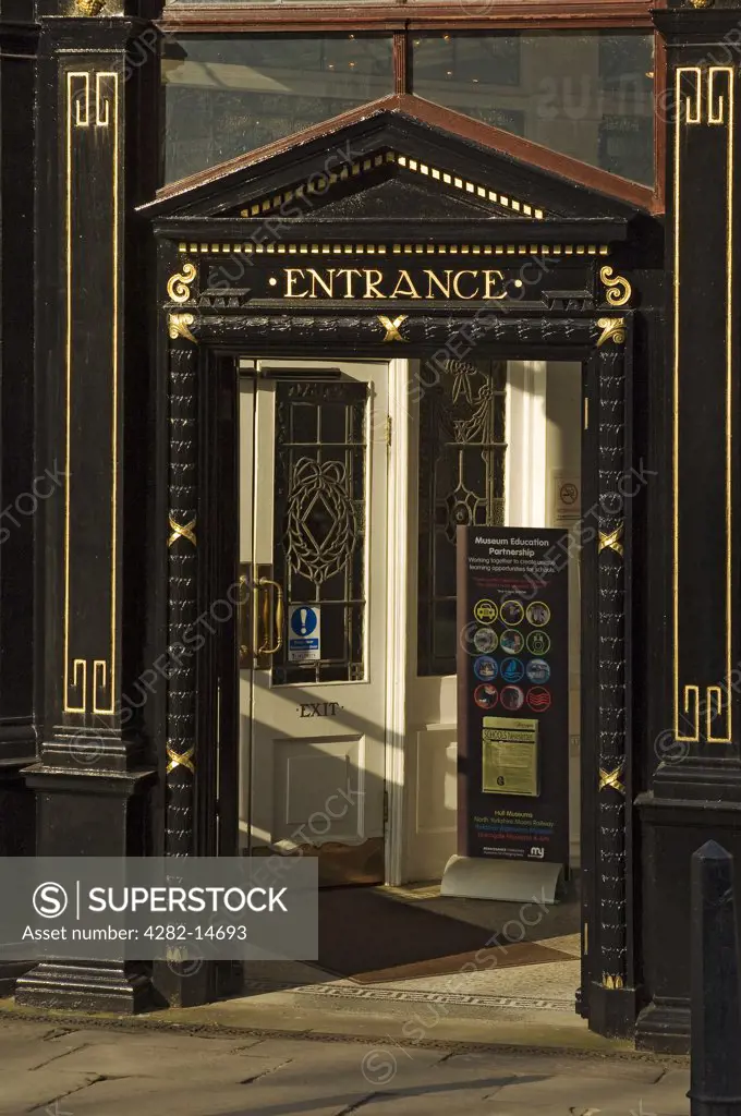 England, North Yorkshire, Harrogate. Entrance to The Royal Pump Room Museum housed in Harrogate's premiere Spa building and site of Europe's strongest Sulphur Well, The Royal Pump Room Museum tells the story of Harrogate as a Spa.