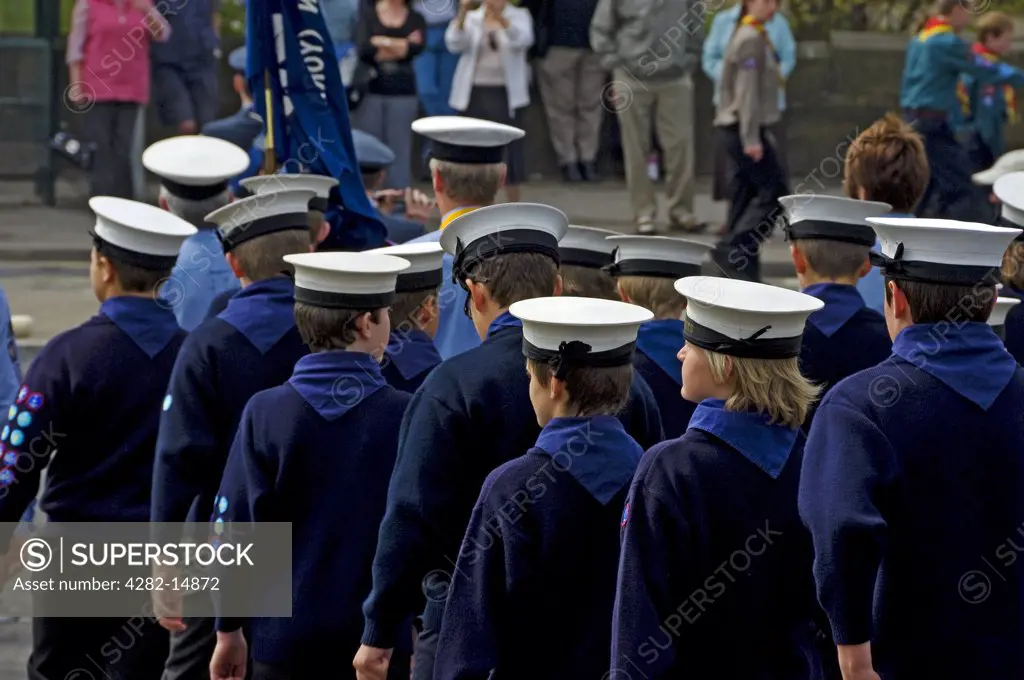 England, North Yorkshire, York. Sea cadets in the annual Saint George's Day parade.
