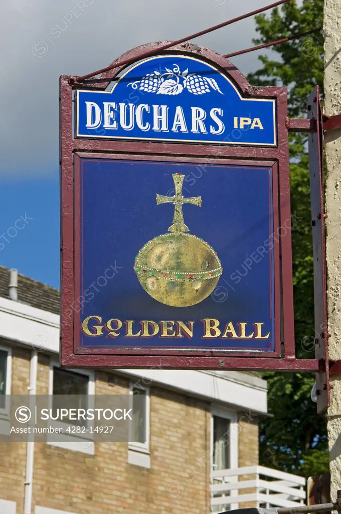 England, North Yorkshire, York. The Golden Ball pub sign Victor Street. The pub has been granted Grade II listed status by English Heritage in June 2010 to protect its interior.