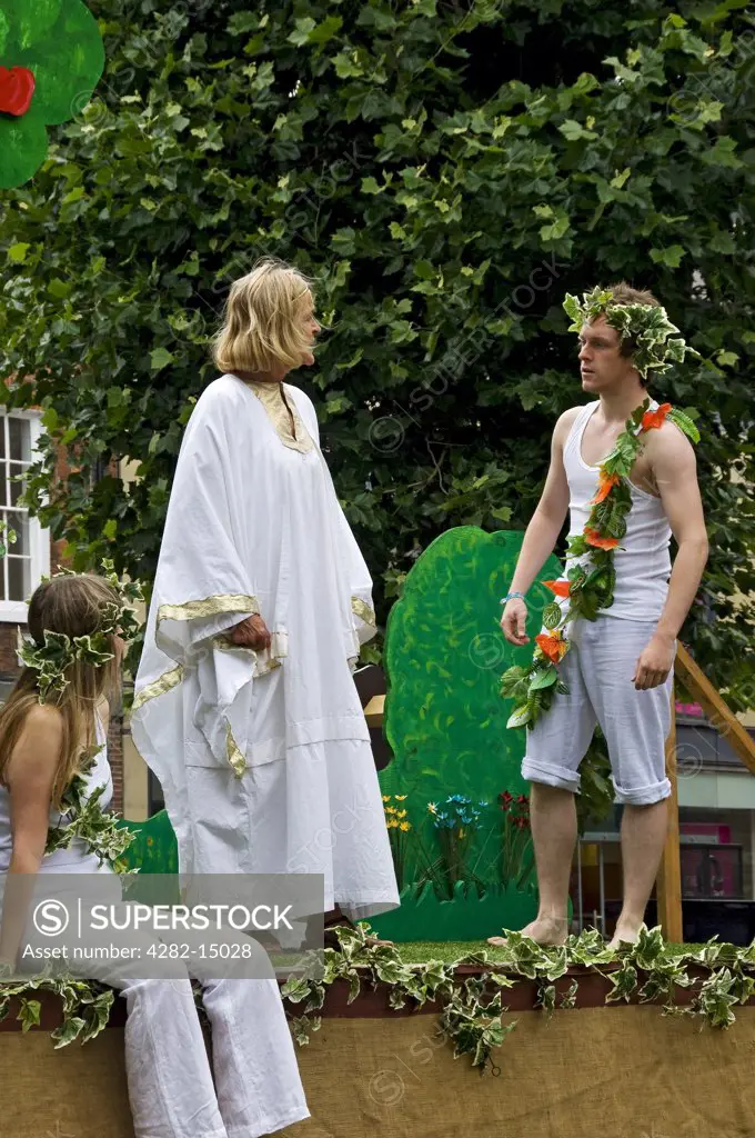 England, North Yorkshire, York. Performance of the Expulsion of Adam and Eve at the York Mystery Plays.