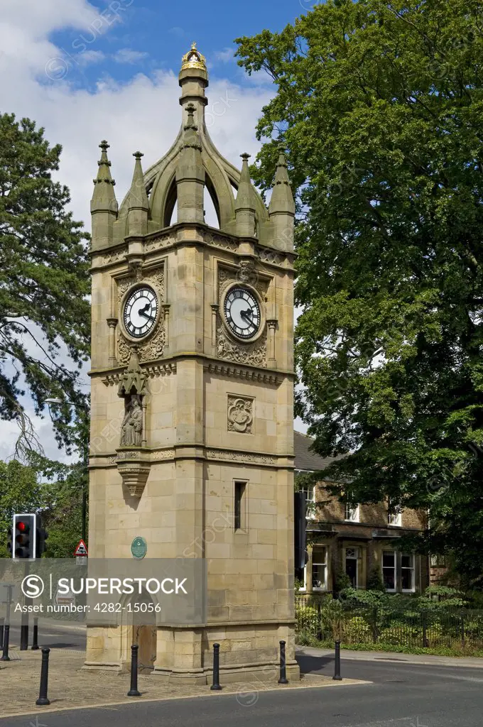England, North Yorkshire, Ripon. Victoria Clock Tower, built to commemorate the diamond jubilee of Queen Victoria in 1897.