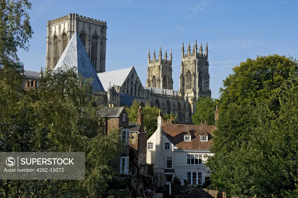 England, North Yorkshire, York. York Minster from the City Walls in summer.