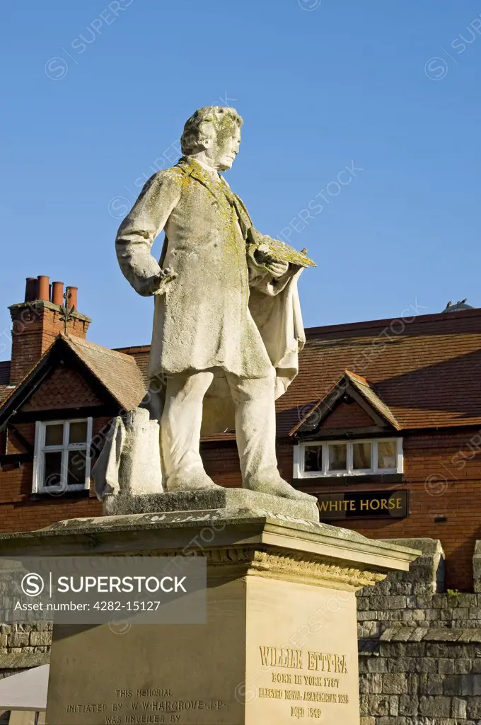 England, North Yorkshire, York. Statue of William Etty, York's best known artist, outside the City Art Gallery.