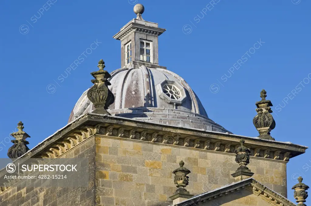 England, North Yorkshire, Castle Howard. Roof detail on the Temple of the Four Winds in the gardens of Castle Howard.