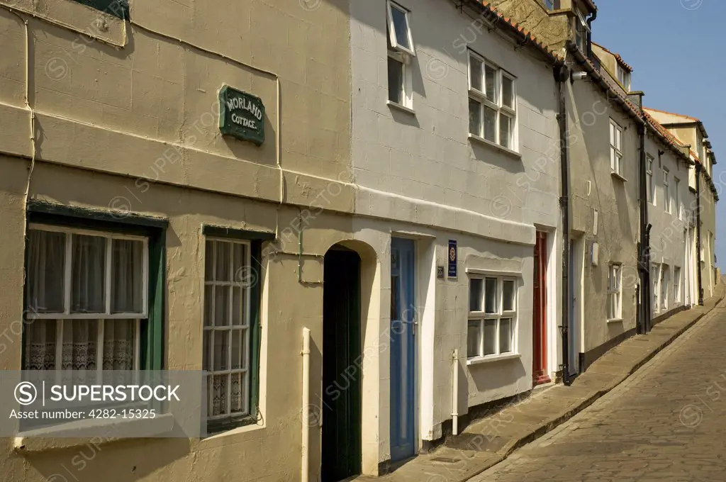 England, North Yorkshire, Whitby. Former fishermans cottages in Henrietta Street.