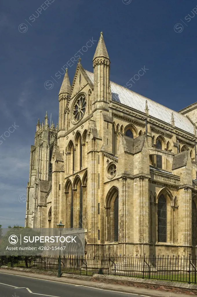 England, East Riding of Yorkshire, Beverley. The south transept of Beverley Minster, a parish church which is generally regarded as being the most impressive English church that is not a cathedral.