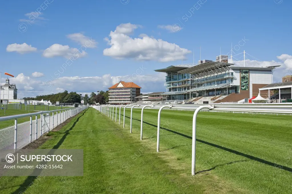 England, North Yorkshire, York. York Racecourse, a horse racing course situated on the Knavesmire.