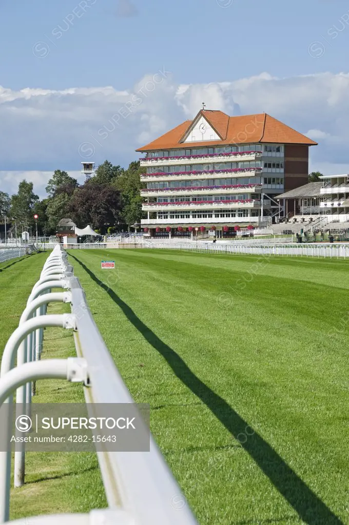 England, North Yorkshire, York. York Racecourse, a horse racing course situated on the Knavesmire.