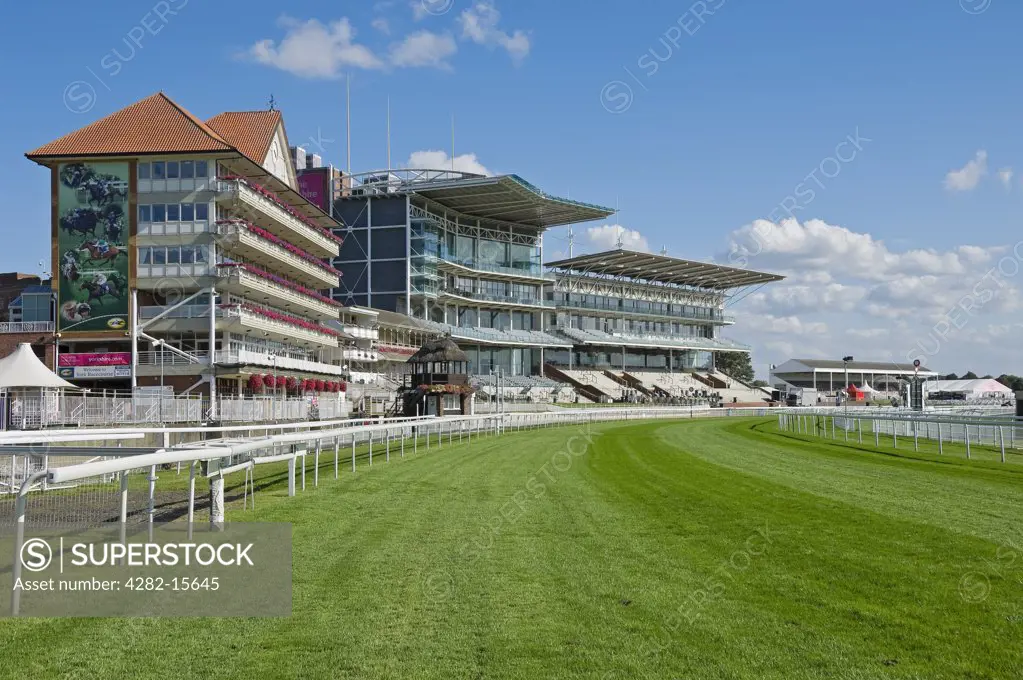 England, North Yorkshire, York. York Racecourse, a horse racing course situated on the Knavesmire.