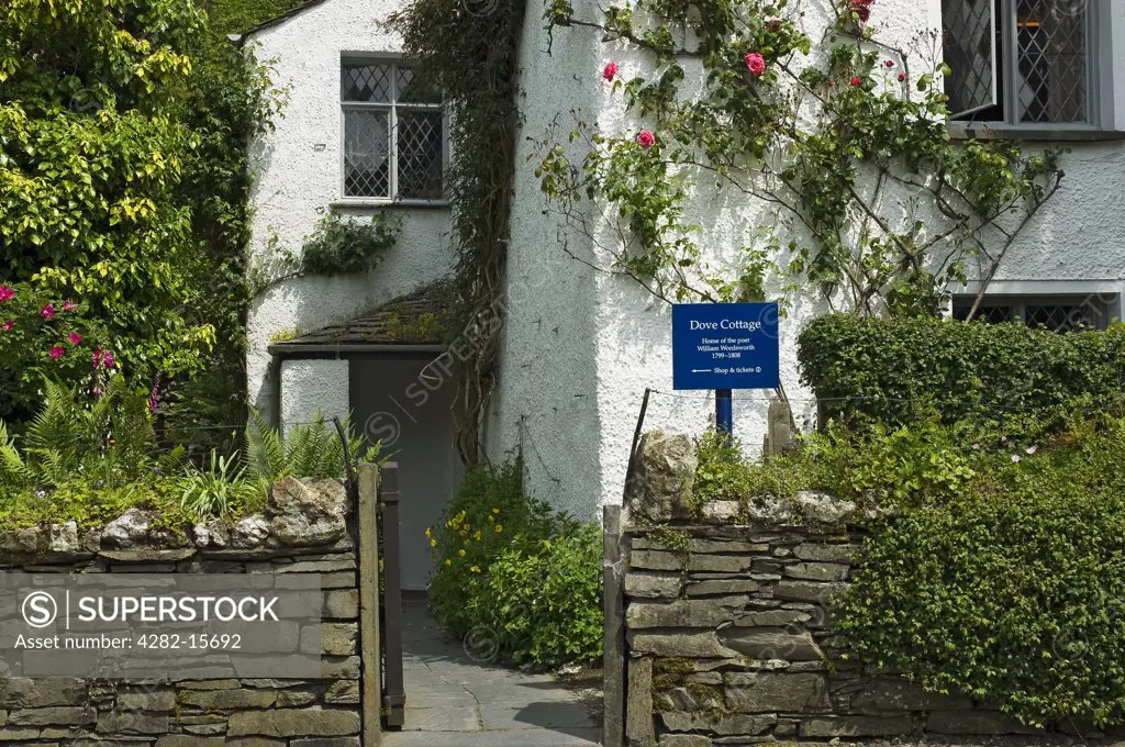 England, Cumbria, Grasmere. Dove Cottage, the home of William Wordsworth from December 1799 to May 1808.