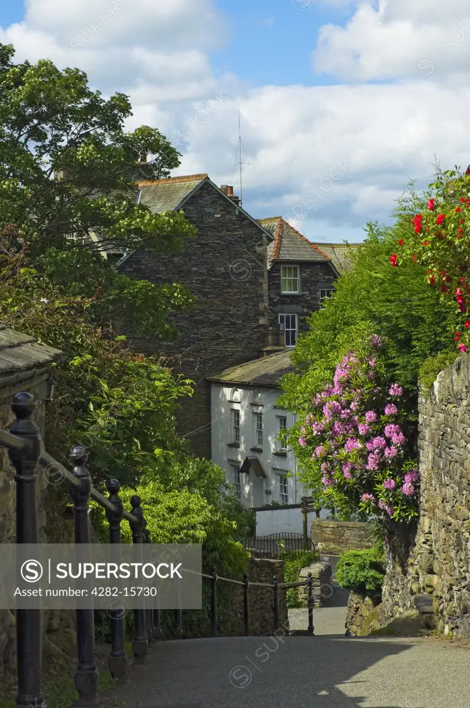 England, Cumbria, Ambleside. A picturesque street in Ambleside.