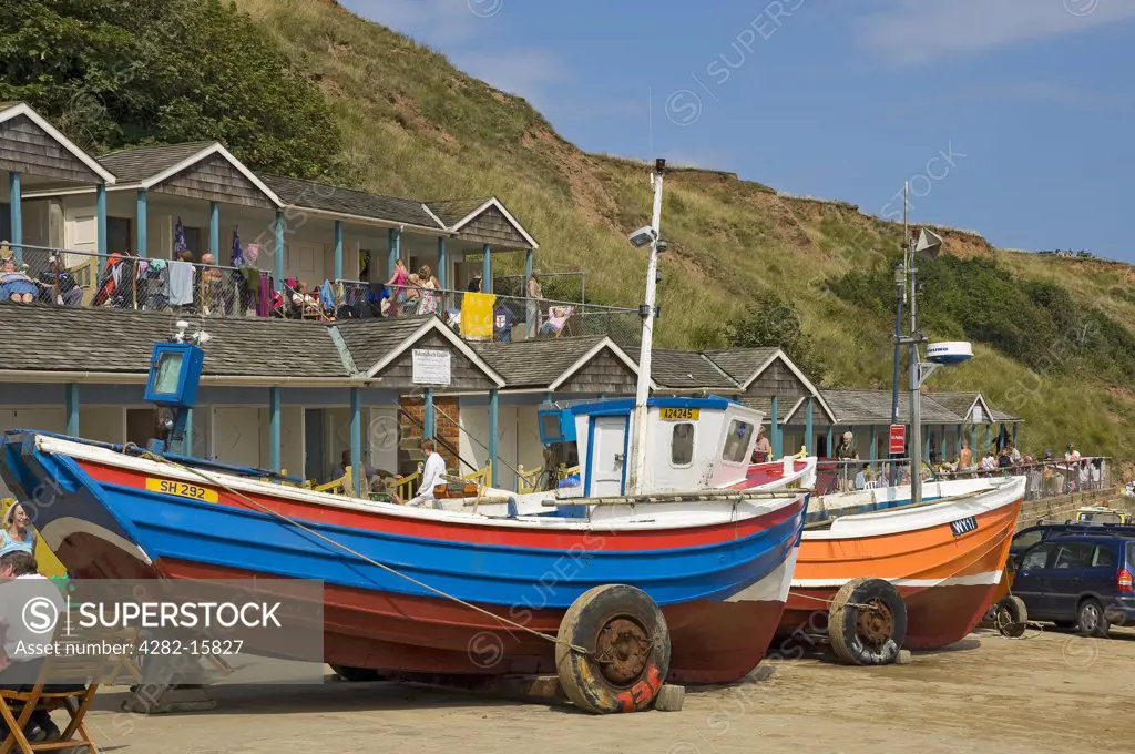 England, North Yorkshire, Filey. Boats on The Coble Landing.