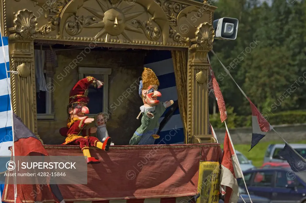 England, North Yorkshire, Gargrave. A Punch and Judy at Gargrave Show, an annual country show near Skipton.