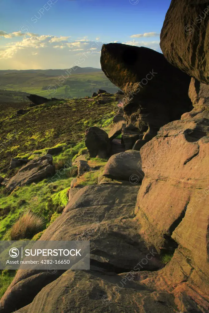 England, Staffordshire, The Roaches. The Roaches, a rocky ridge of gritstone hills in the Staffordshire Moorlands district on the western edge of the Peak District.