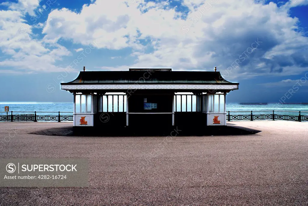 England, City of Brighton and Hove, Hove. A shelter on the seafront at Hove.