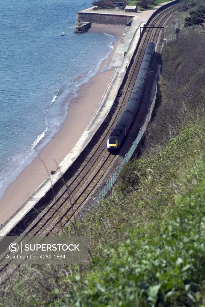 England, Devon, Teignmouth. Train travel on the South Devon Railway. The line was built in 1846 by Isambard Kingdom Brunel.