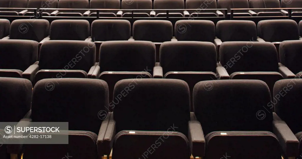 England, County Durham, Durham. Seating in the auditorium of the Gala Theatre and Cinema in Durham.