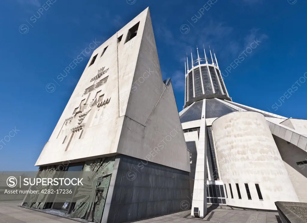 England, Merseyside, Liverpool. The Metropolitan Cathedral Church of Christ the King known as Liverpool Metropolitan Cathedral.