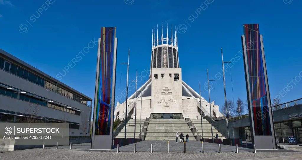 England, Merseyside, Liverpool. External view of The Metropolitan Cathedral Church of Christ the King known as Liverpool Metropolitan Cathedral.