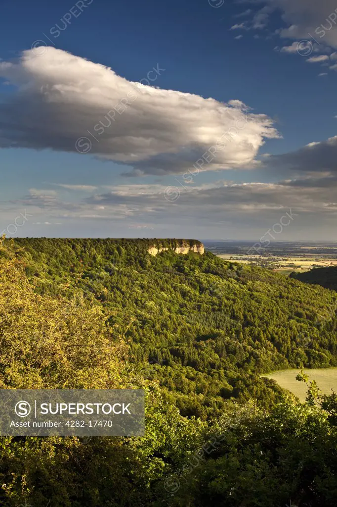 England, North Yorkshire, Sutton Bank. Roulston Scar near Sutton Bank, once occupied by a massive hillfort believed to date back to around 400BC.