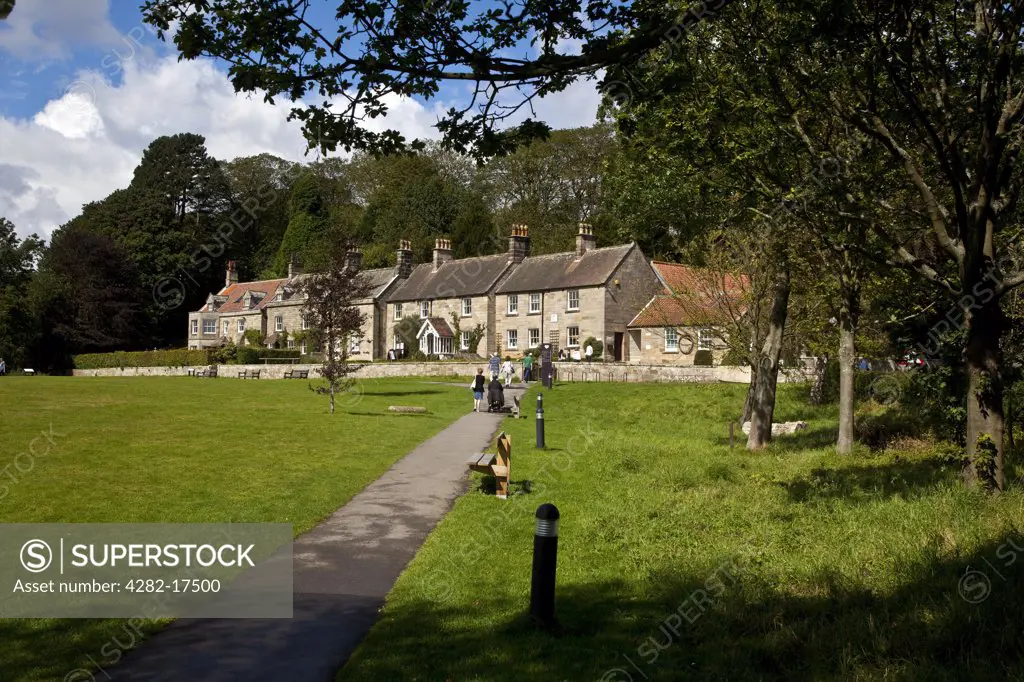 England, North Yorkshire, Danby. Tourists visiting The Moors National Park Centre near Danby in the Esk Valley.