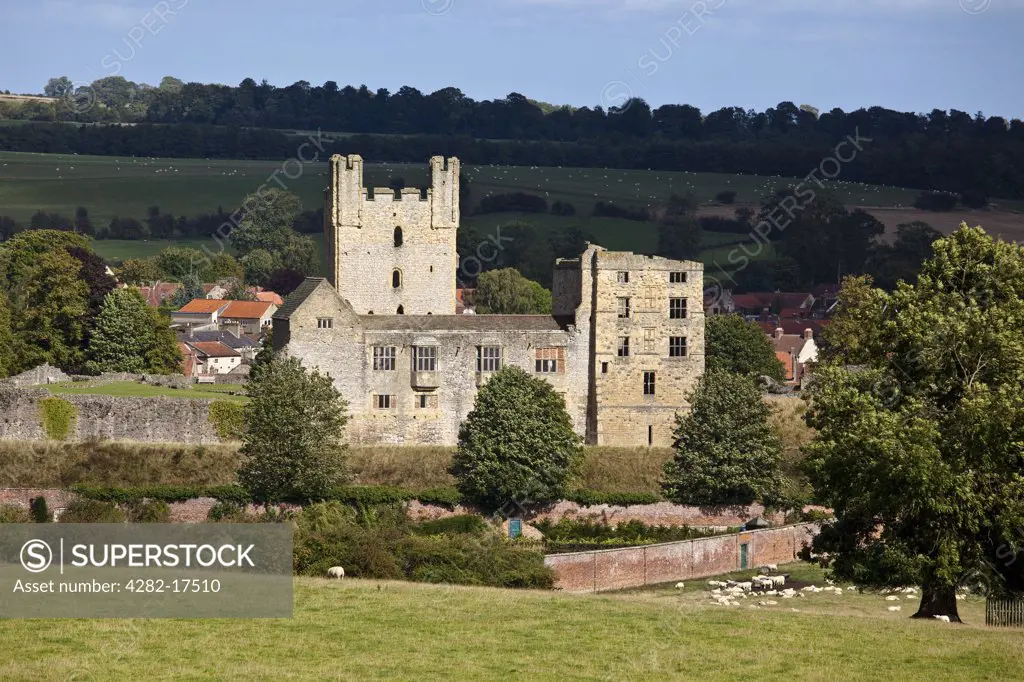 England, North Yorkshire, Helmsley. The ruins of the medieval Helmsley Castle.