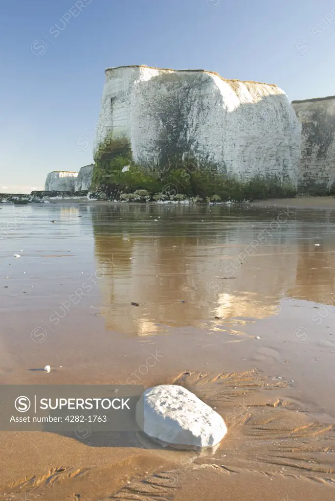 England, Kent, Botany Bay. A chalk stack on the beach at Botany Bay on the east coast of Kent.