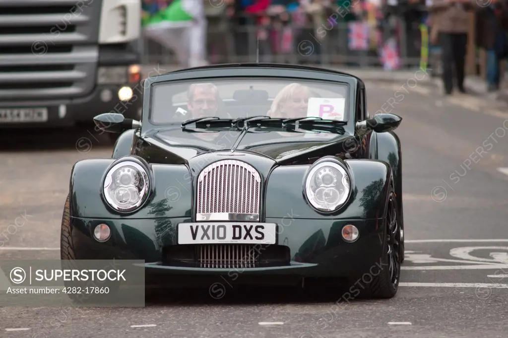 England, London, City of London. A Morgan Aero SuperSports car in the procession of the annual Lord Mayor's Show in the City of London.