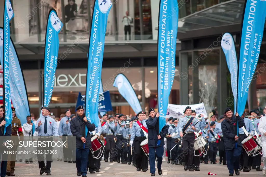England, London, City of London. Jack Petchey Foundation Unity Band performing in the procession at the Lord Mayor's Show in the City of London.