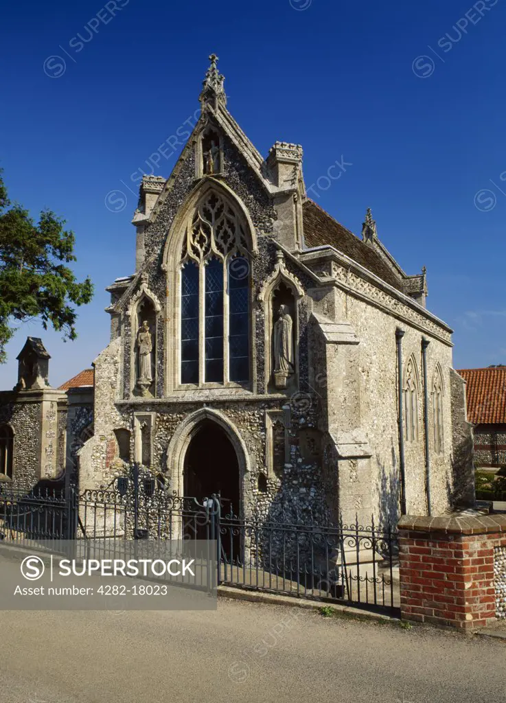 England, Norfolk, Little Walsingham. Houghton St Giles Slipper Chapel where Medieval pilgrims on the 'Milky Way' from London would hang up their shoes to walk the final mile into Walsingham barefoot.